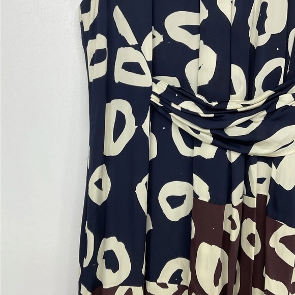 Whistles Marisa Loop Print Draped Dress Size 12 Blue Midi - Picture 3 of 9